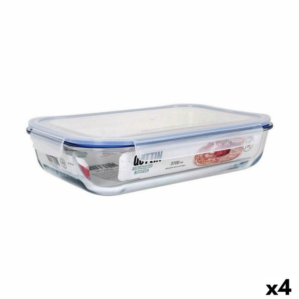Hermetic Lunch Box Quttin Rectangular 3,7 L 36 x 24,8 x 8,1 cm (4 Units)