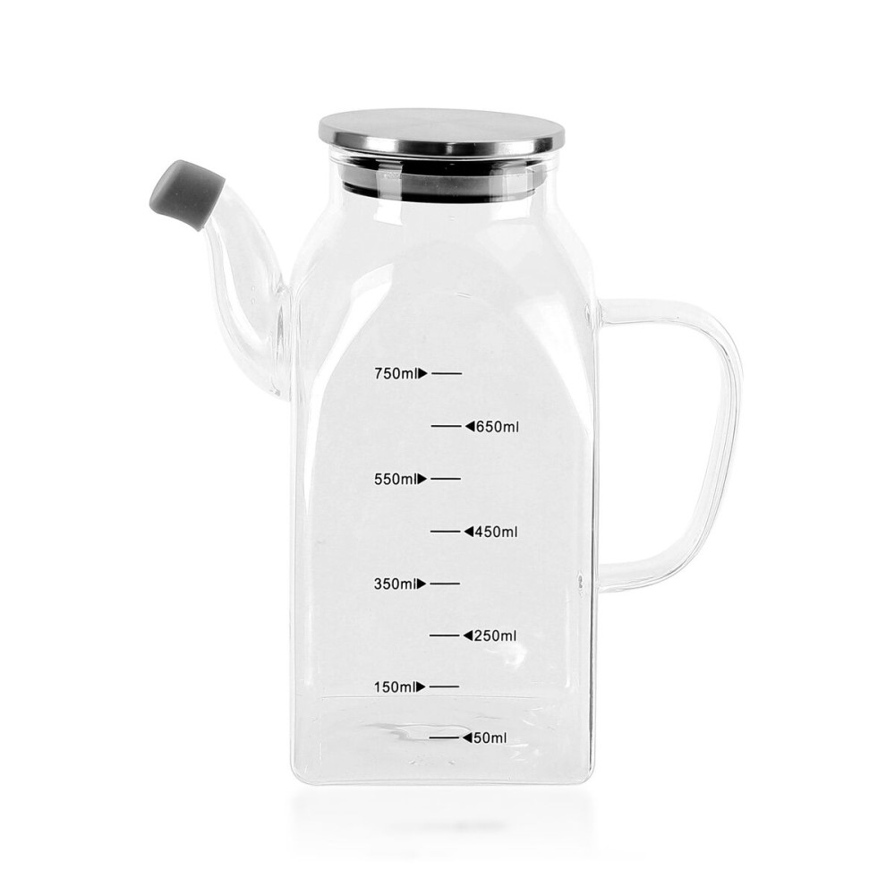 Ölfläschchen La Mediterránea Durchsichtig Silberfarben Metall Borosilikatglas 0,75 L (12 Stück)