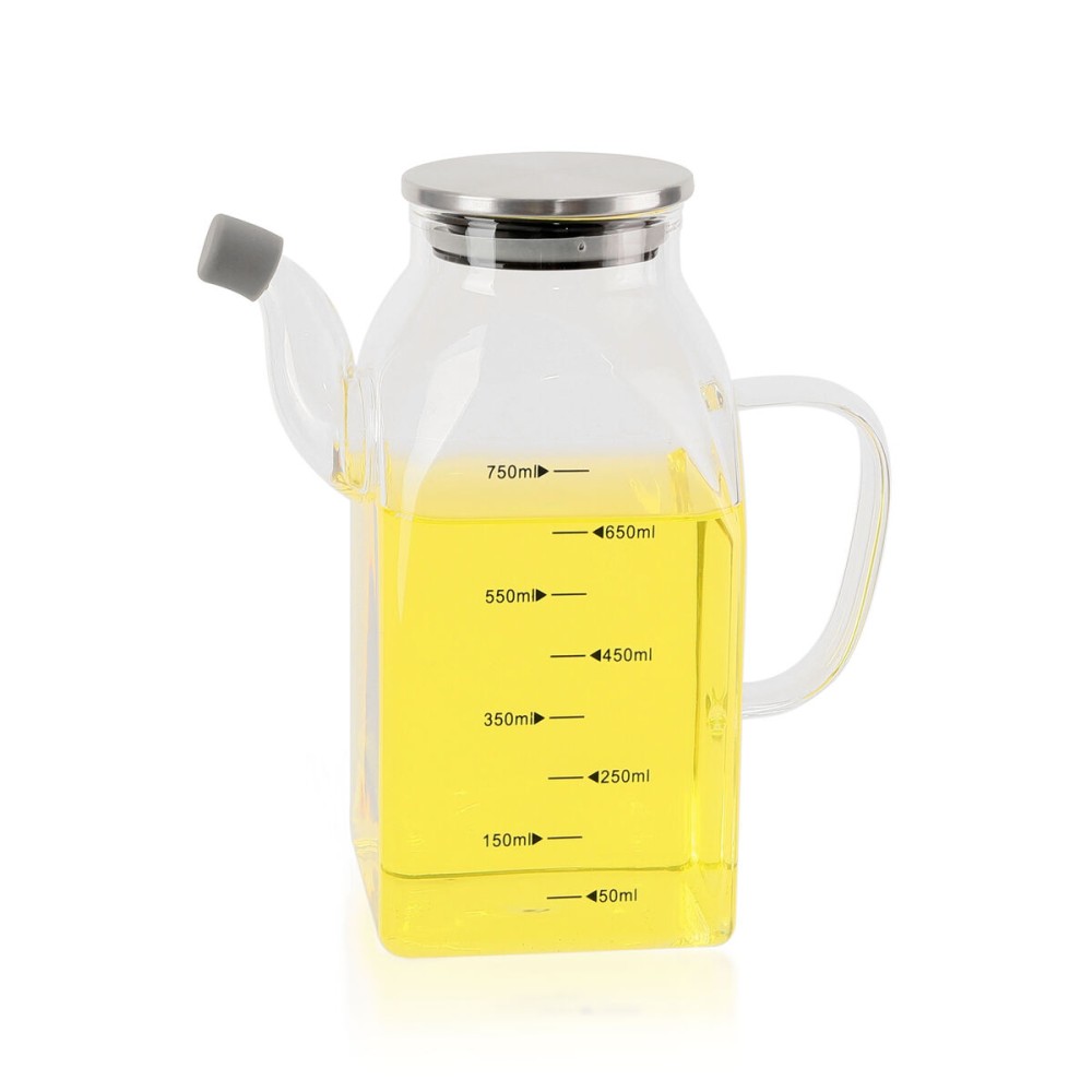 Ölfläschchen La Mediterránea Durchsichtig Silberfarben Metall Borosilikatglas 0,75 L (12 Stück)