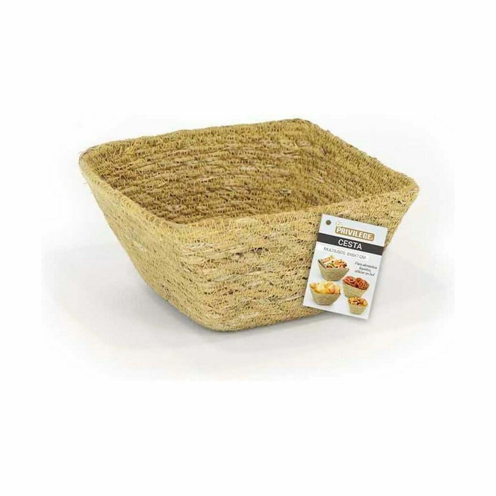 Multi-purpose basket Privilege Seagrass Squared 8 x 8 x 7 cm (24 Units)