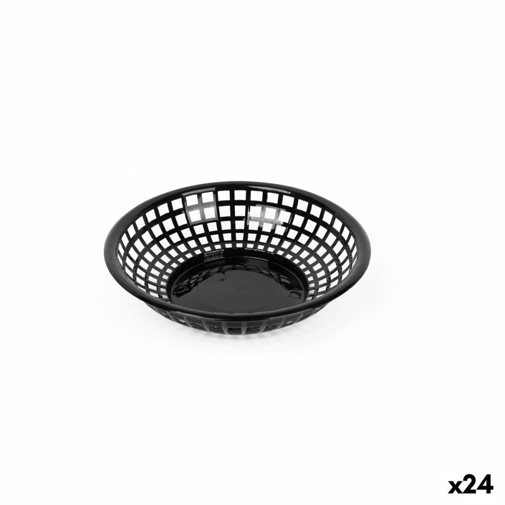 Brotkorb Schwarz Kunststoff kreisförmig 19,6 x 19,6 x 4,6 cm (24 Stück)