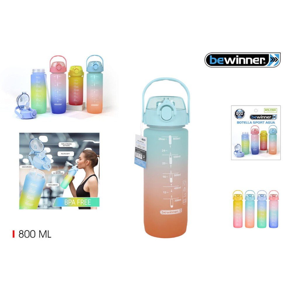 Wasserflasche Bewinner Bunt 800 ml 7,3 x 7,3 x 23,5 (12 Stück)