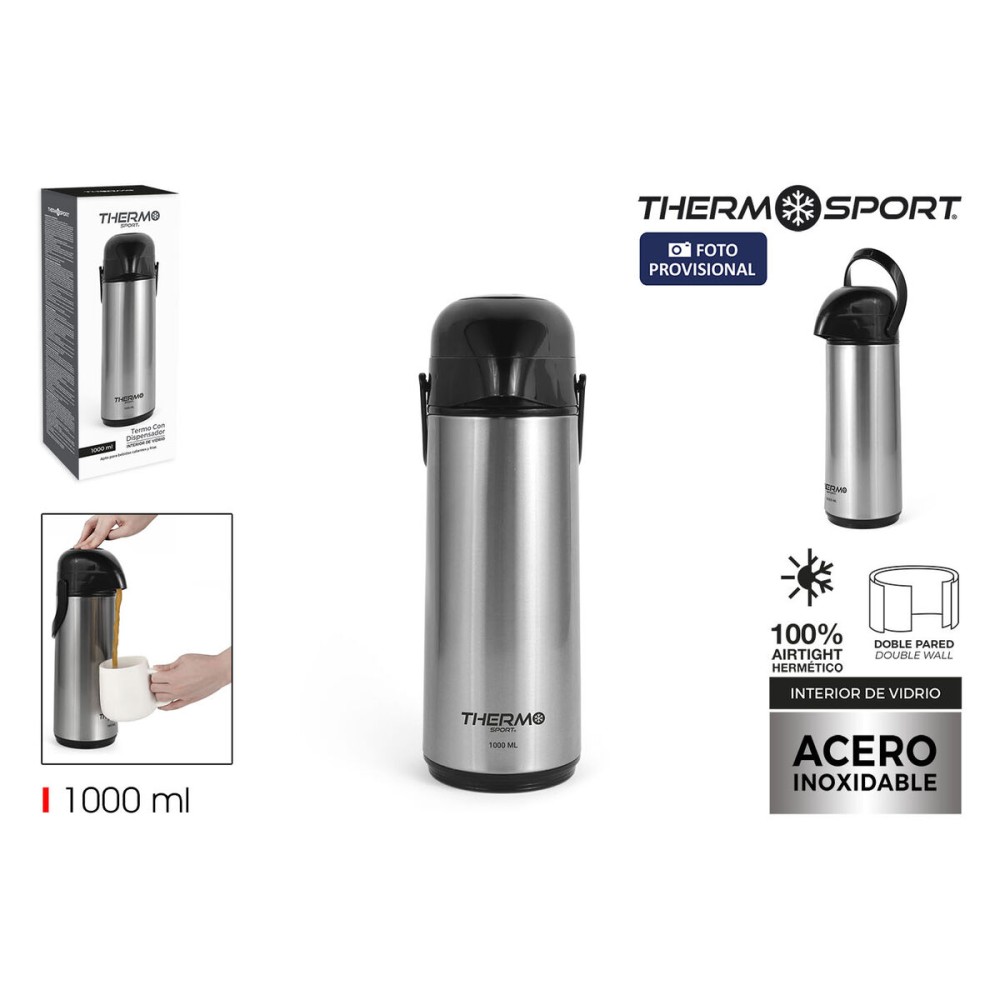 Thermosflasche ThermoSport Silberfarben 1 L (6 Stück)