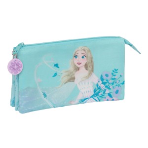 Dreifaches Mehrzweck-Etui Frozen Hello spring Hellblau 22 x 12 x 3 cm