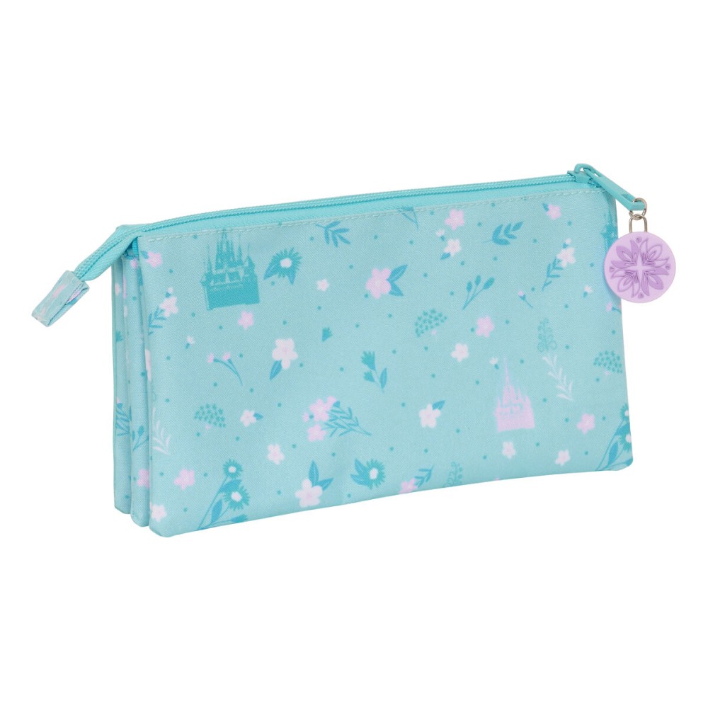Dreifaches Mehrzweck-Etui Frozen Hello spring Hellblau 22 x 12 x 3 cm