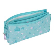 Dreifaches Mehrzweck-Etui Frozen Hello spring Hellblau 22 x 12 x 3 cm