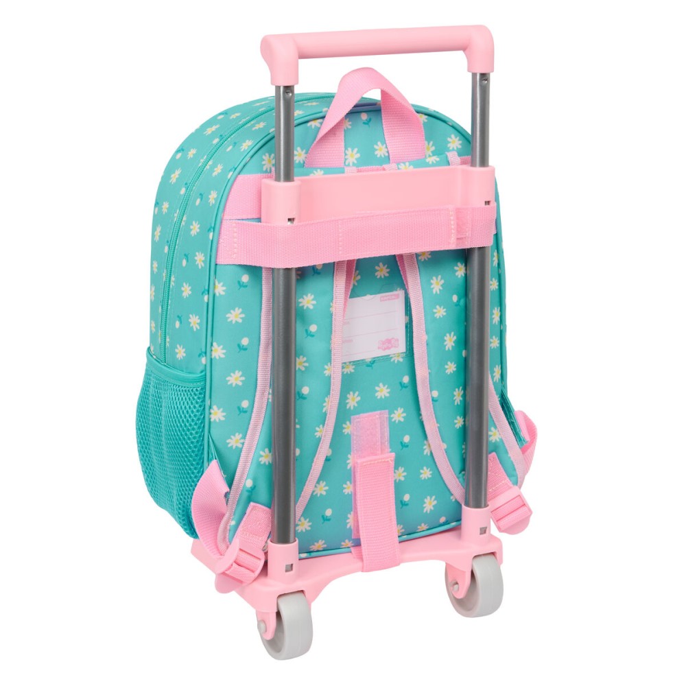School Rucksack with Wheels Peppa Pig Pretty flowers Yellow Mint 26 x 11 x 67 cm 26 x 34 x 11 cm