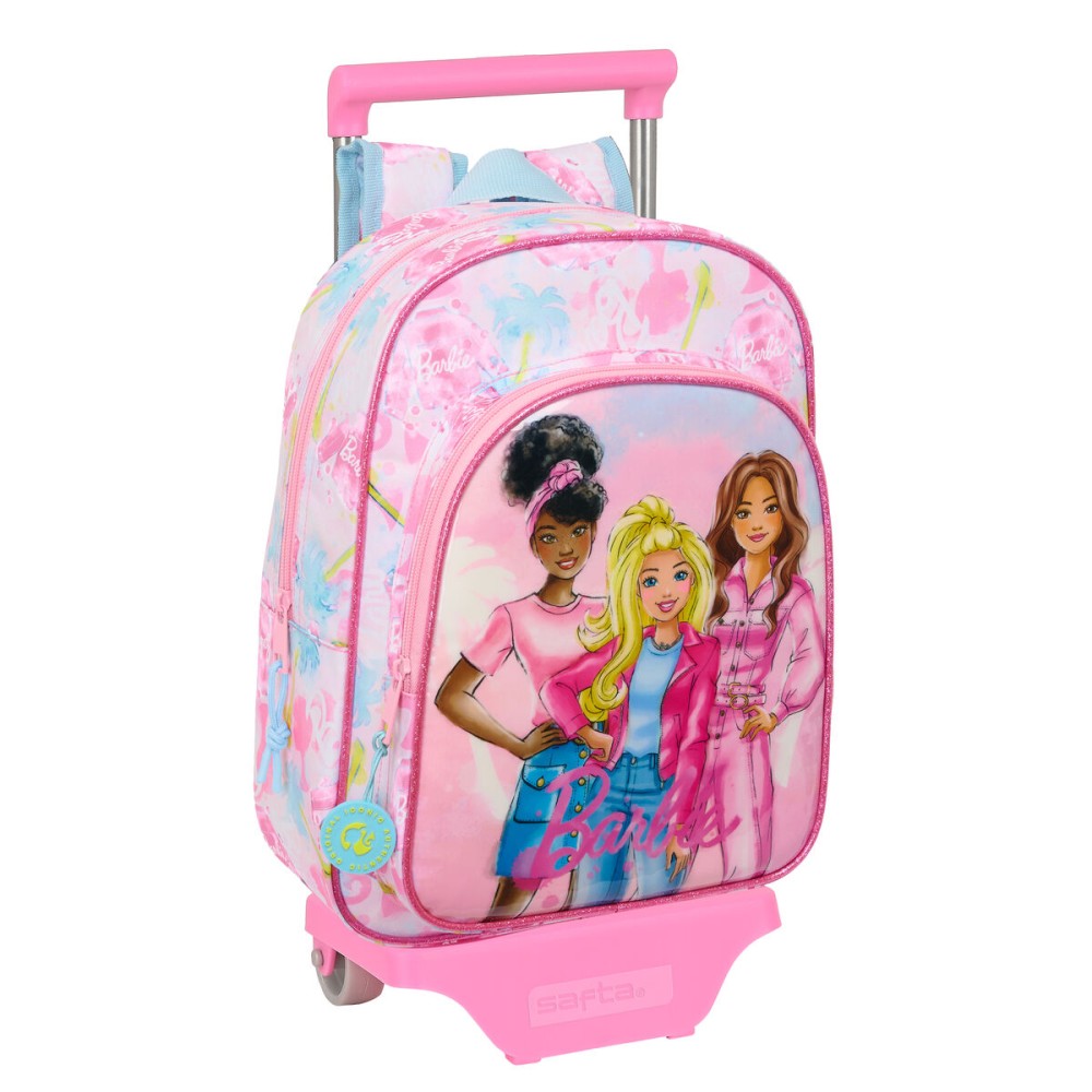 School Rucksack with Wheels Barbie Painterly Pink Sky blue 26 x 11 x 67 cm 26 x 34 x 11 cm