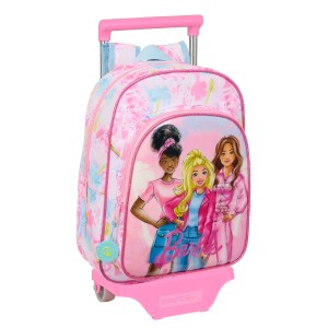 School Rucksack with Wheels Barbie Painterly Pink Sky blue 26 x 11 x 67 cm 26 x 34 x 11 cm