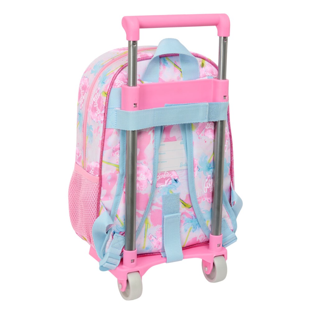 School Rucksack with Wheels Barbie Painterly Pink Sky blue 26 x 11 x 67 cm 26 x 34 x 11 cm