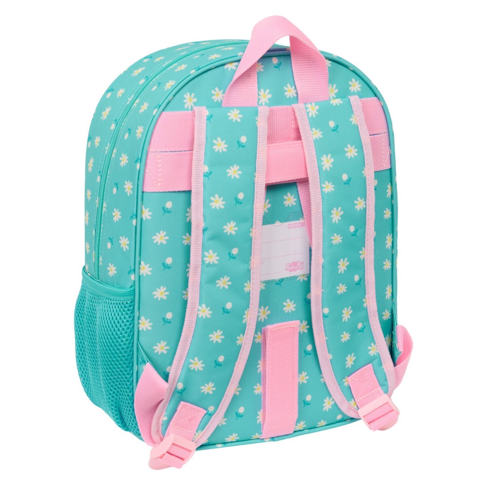 School Bag Peppa Pig Pretty flowers Yellow Mint 26 x 34 x 11 cm