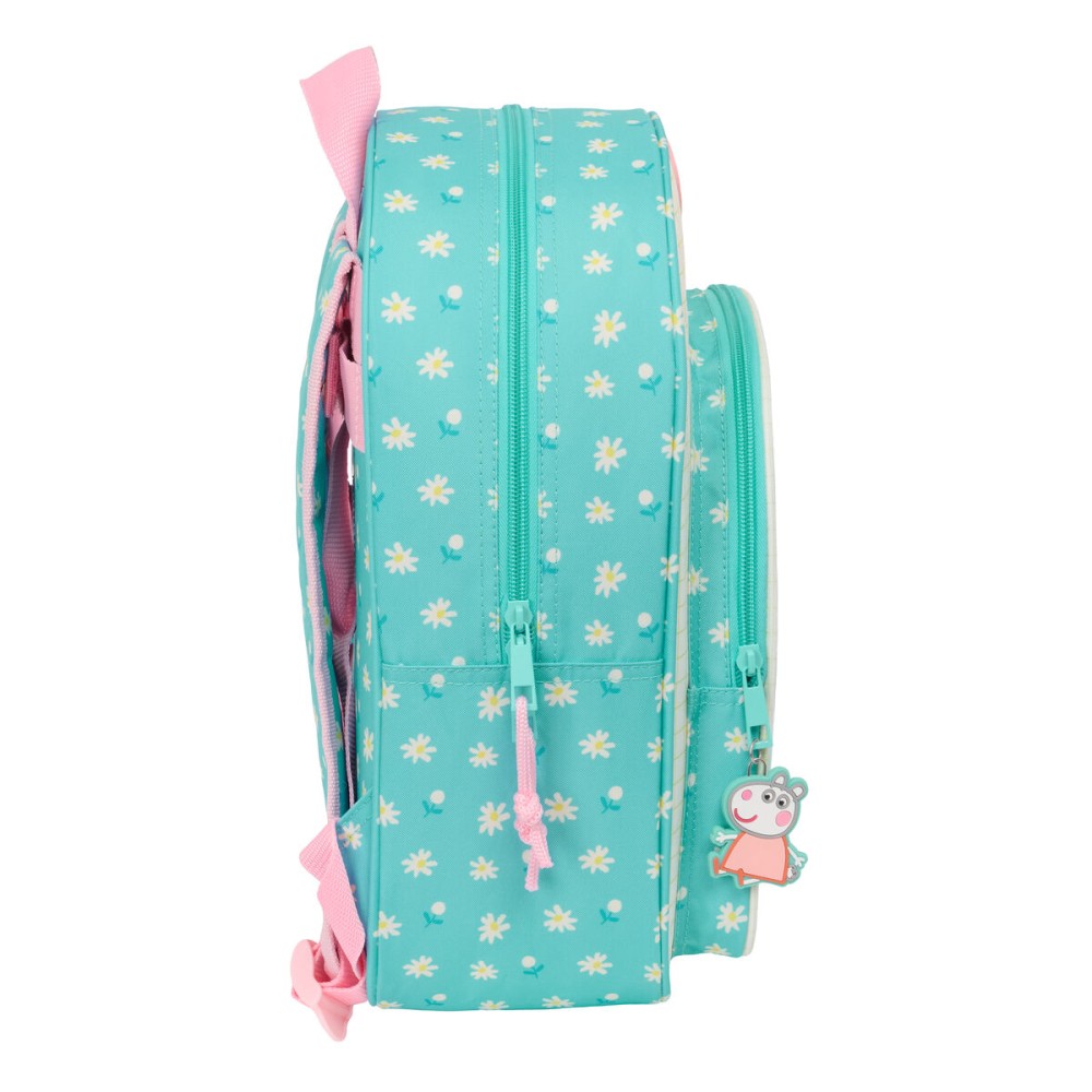 School Bag Peppa Pig Pretty flowers Yellow Mint 26 x 34 x 11 cm