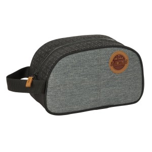Reise-Toilettentasche BlackFit8 Old school Schwarz Grau Wiederverwertbar 26 x 15 x 12 cm
