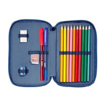 Double Pencil Case Cars Racing Navy Blue 12.5 x 19.5 x 4 cm Double Pencil Case 29 Pieces