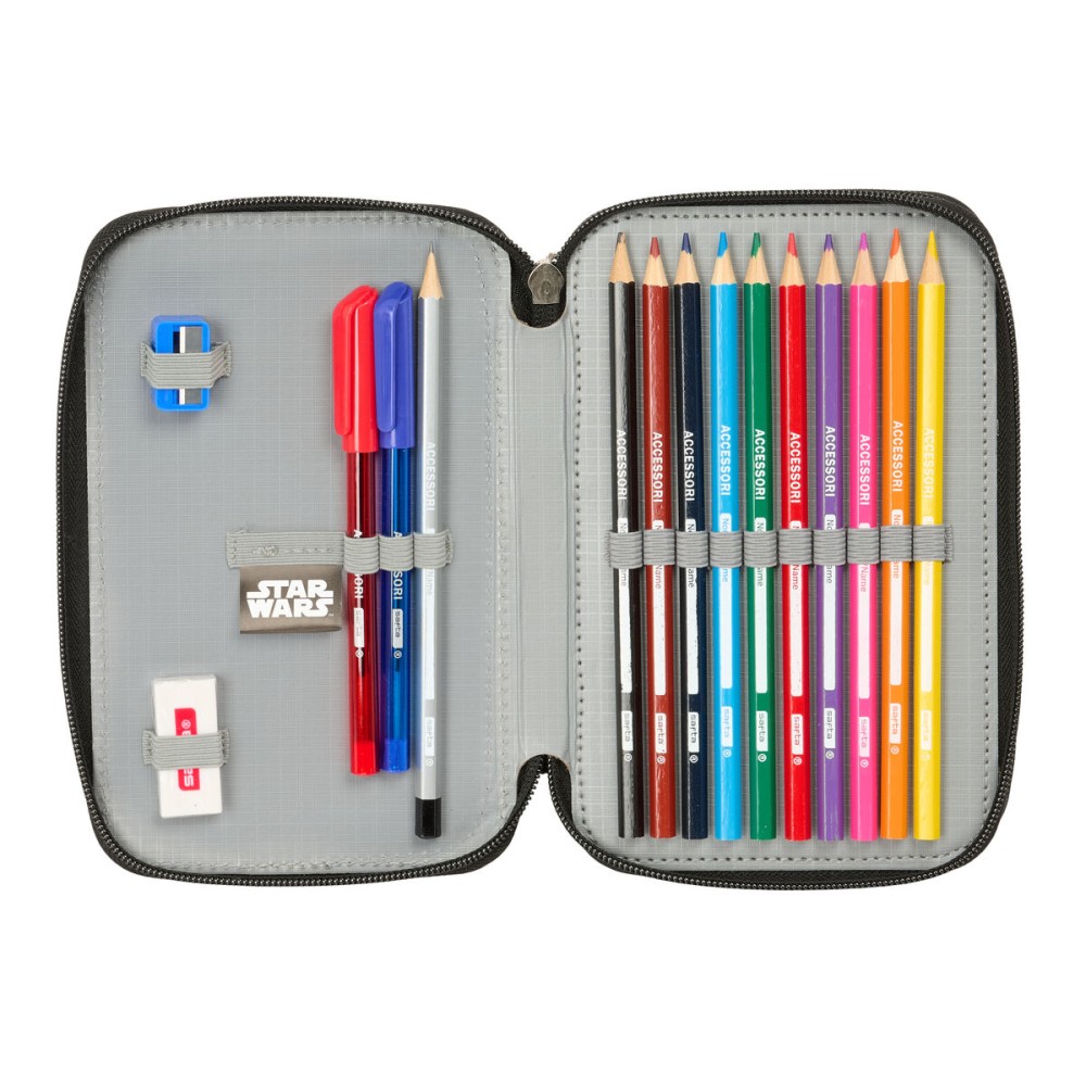 Double Pencil Case Star Wars Rebellion Black 12.5 x 19.5 x 4 cm Double Pencil Case 29 Pieces