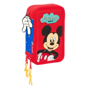 Triple Pencil Case Mickey Mouse Clubhouse Good day Blue 12,5 x 19,5 x 5,5 cm 37 Pieces