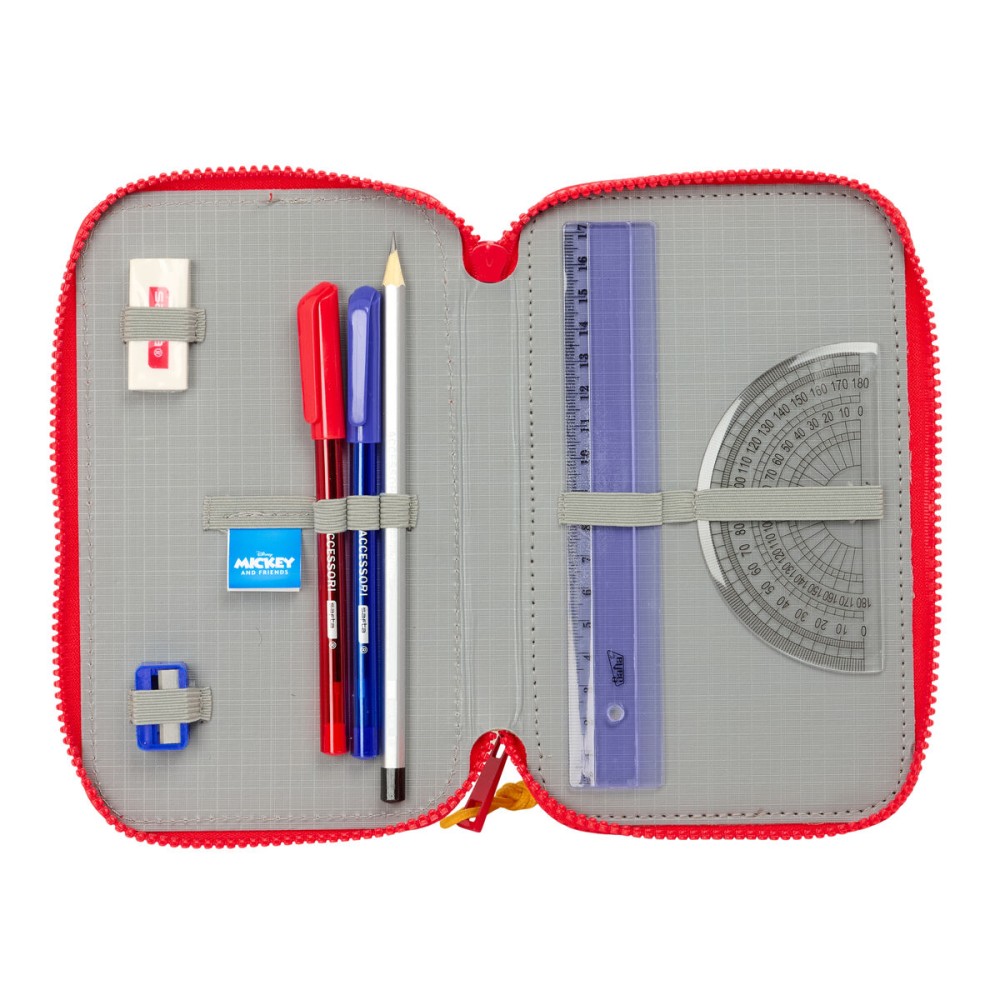 Triple Pencil Case Mickey Mouse Clubhouse Good day Blue 12,5 x 19,5 x 5,5 cm 37 Pieces