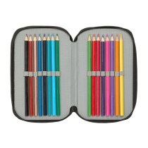Pochette à crayons triple Naruto Noir 12,5 x 19,5 x 5,5 cm 37 Pièces