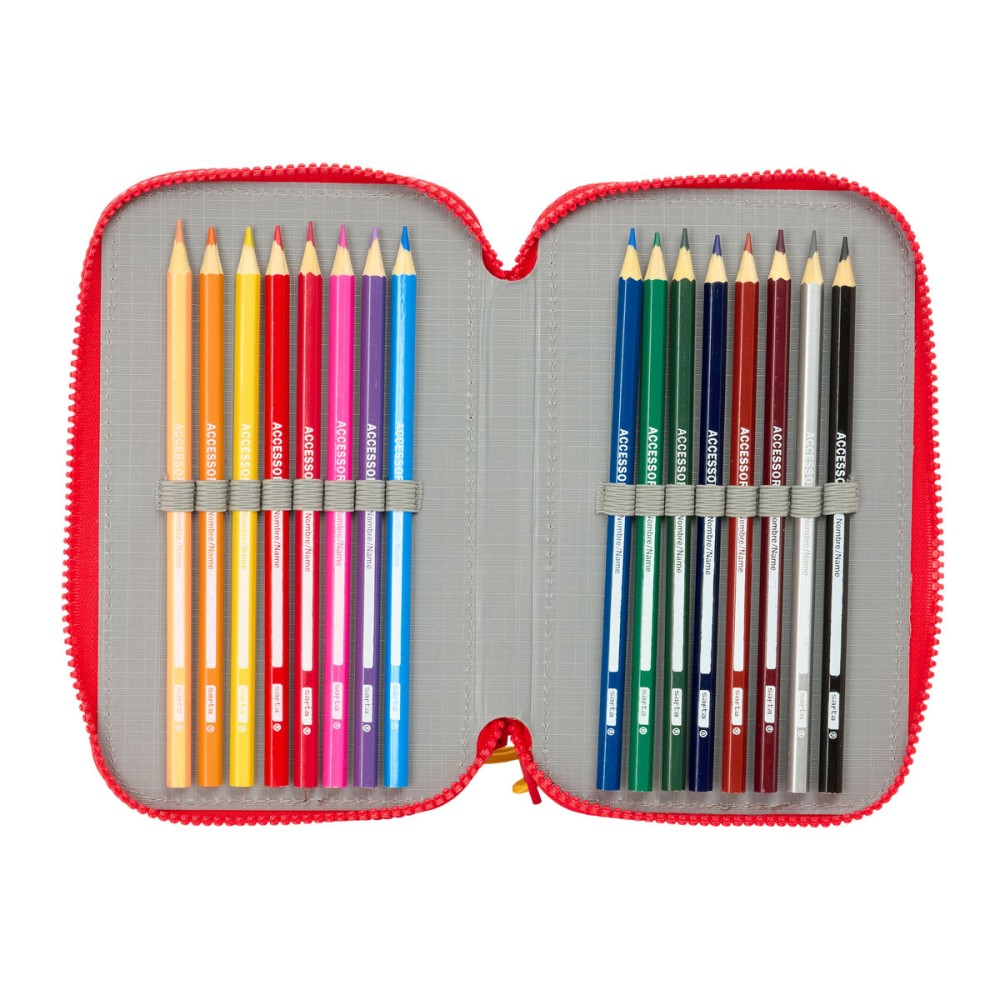 Triple Pencil Case Mickey Mouse Clubhouse Good day Blue 12,5 x 19,5 x 5,5 cm 37 Pieces