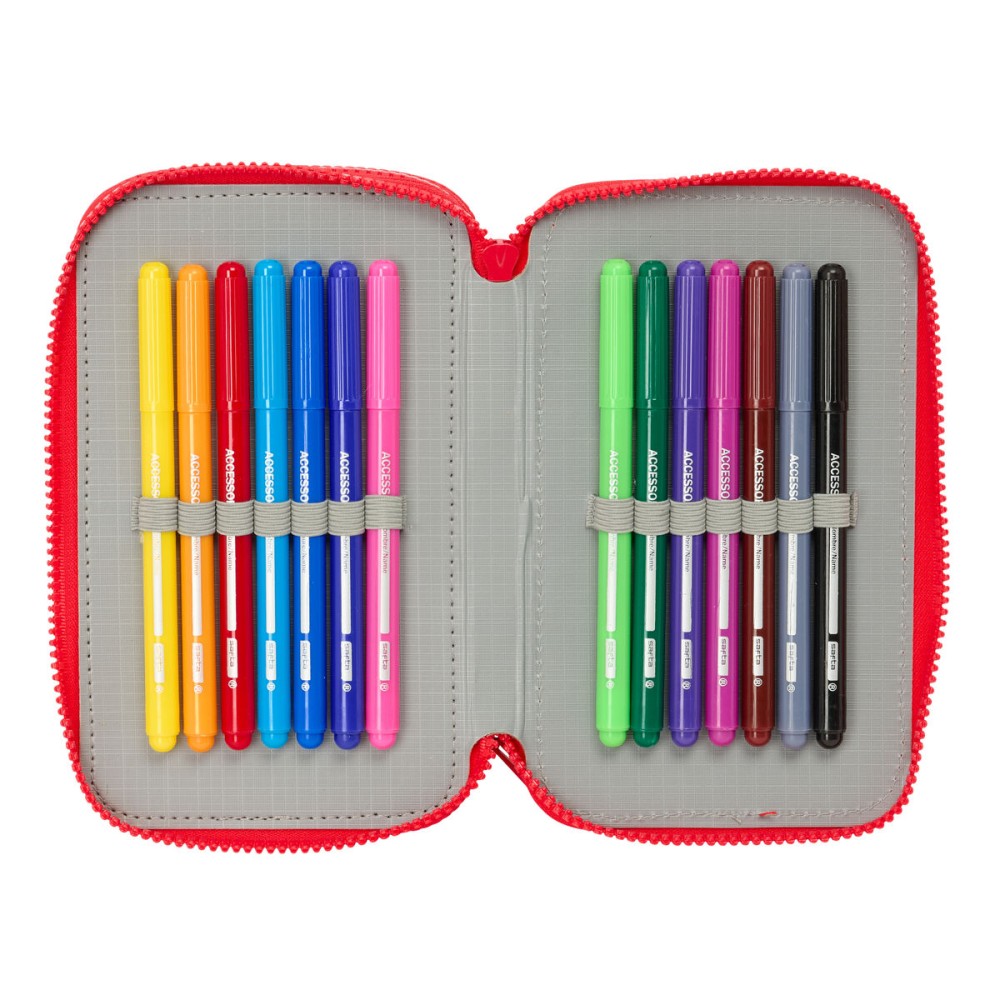 Triple Pencil Case Mickey Mouse Clubhouse Good day Blue 12,5 x 19,5 x 5,5 cm 37 Pieces