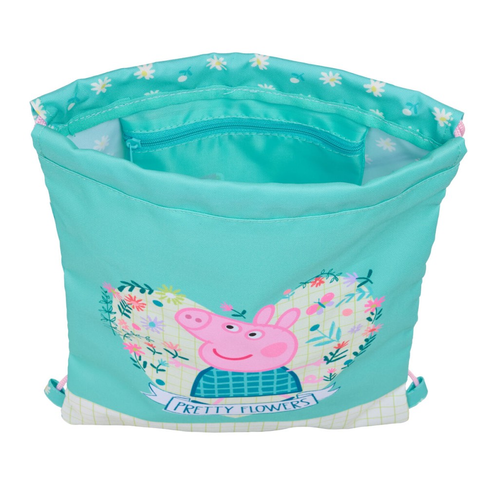 Backpack with Strings Peppa Pig Pretty flowers Yellow Mint 26 x 34 x 1 cm