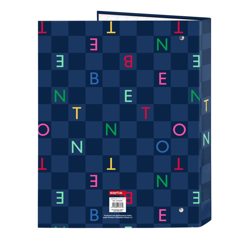 Ring binder Benetton Damero Navy Blue A4 26.5 x 33 x 4 cm