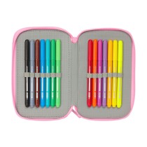 Pochette à crayons triple SuperKitties Rose Turquoise 12,5 x 19,5 x 5,5 cm 37 Pièces