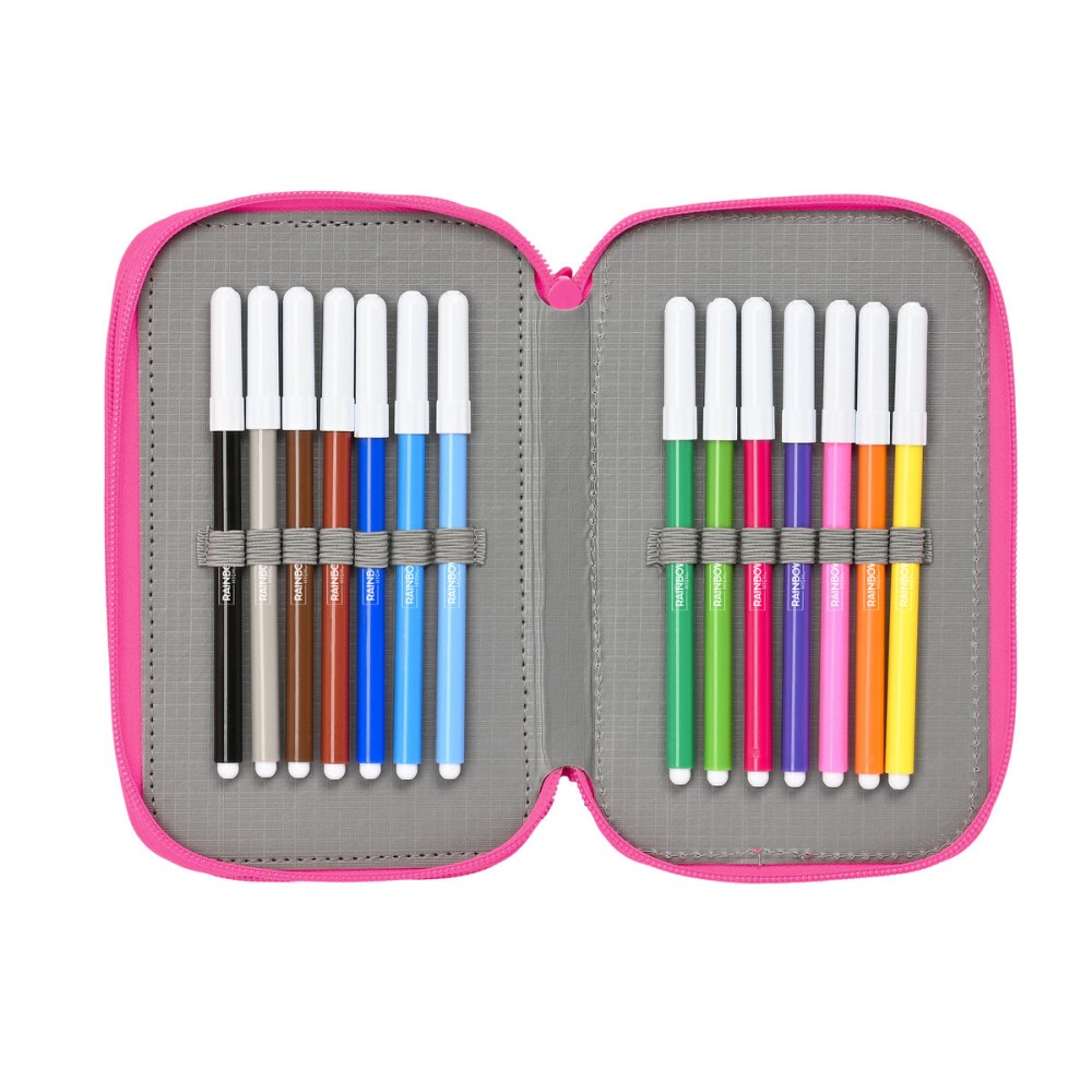 Dreifaches Federmäppchen Rainbow High Shine Bunt 12,5 x 19,5 x 5,5 cm 37 Stücke