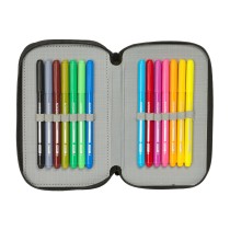 Pochette à crayons triple Hot Wheels Let's race Bleu Noir 12,5 x 19,5 x 5,5 cm 37 Pièces