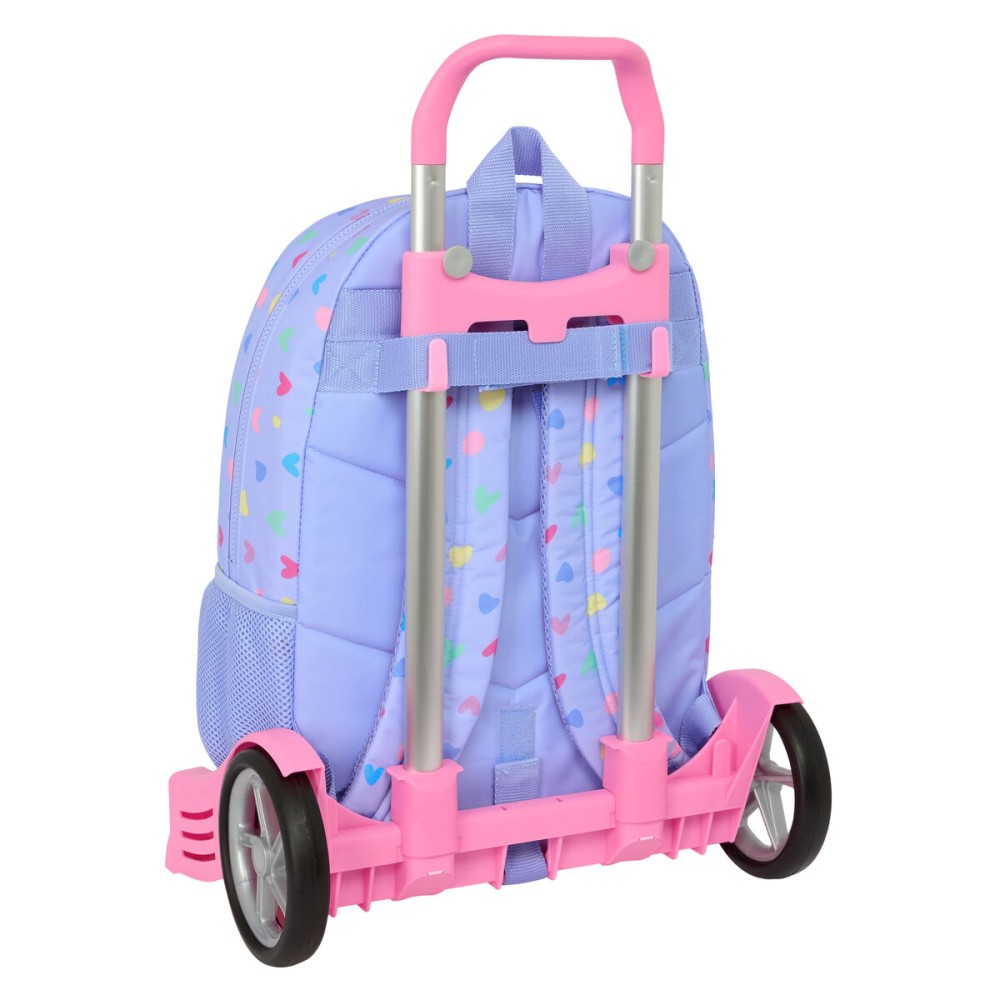 School Rucksack with Wheels Benetton Lila Lilac 30 x 46 x 14 cm