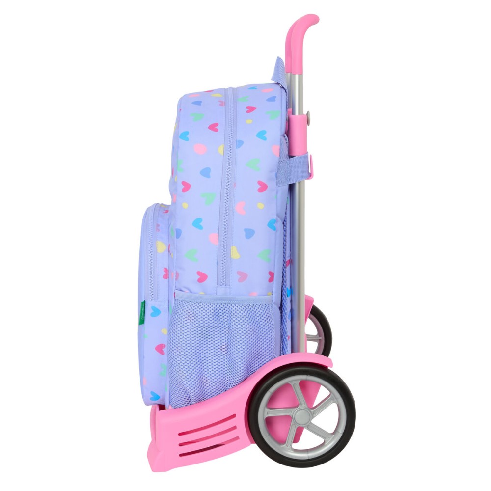 School Rucksack with Wheels Benetton Lila Lilac 30 x 46 x 14 cm