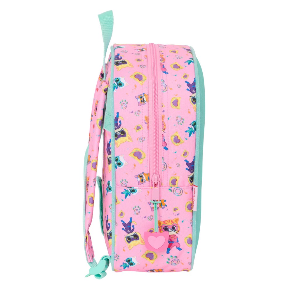 Cartable SuperKitties Rose Turquoise 22 x 27 x 10 cm