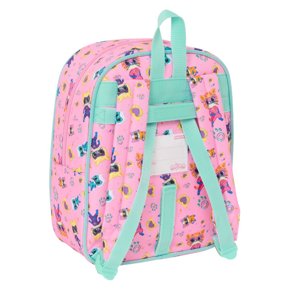 Cartable SuperKitties Rose Turquoise 22 x 27 x 10 cm