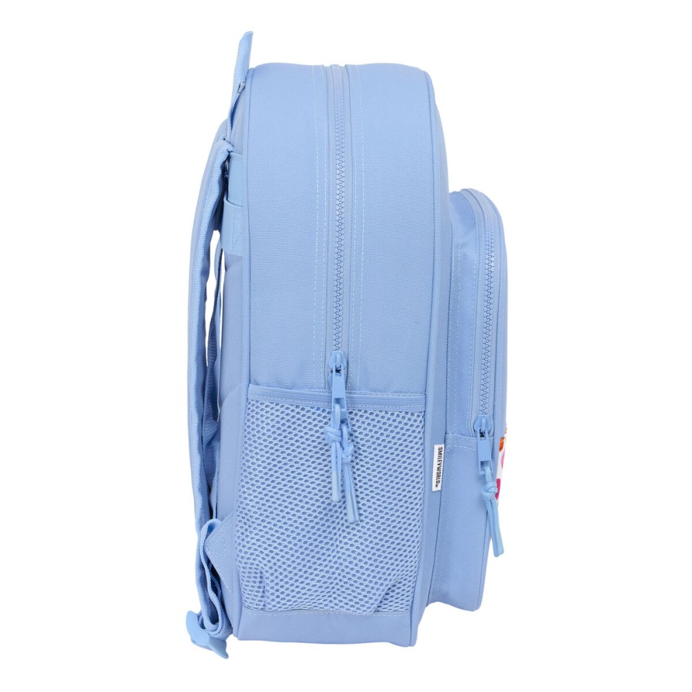 School Bag Smiley Joyful Blue Multicolour 32 x 38 x 12 cm