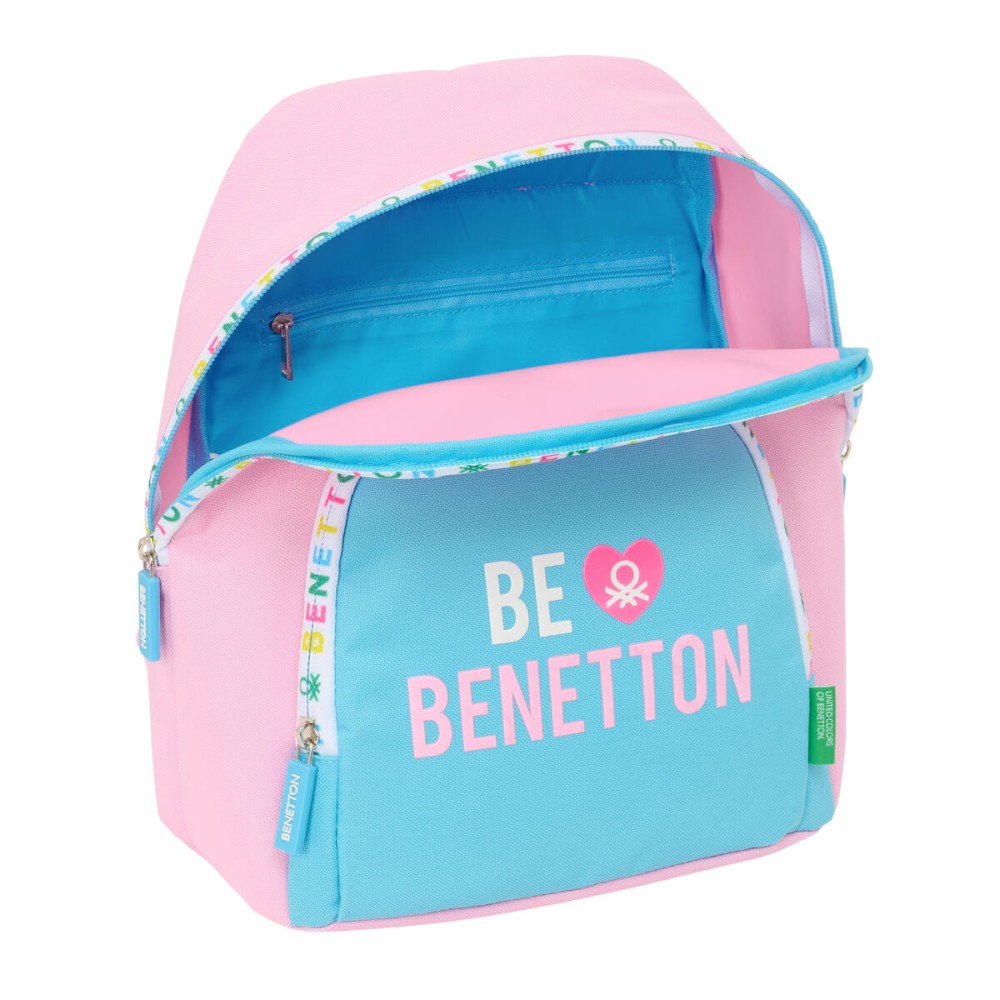Casual Backpack Benetton Unique Pink Turquoise 25 x 30 x 13 cm