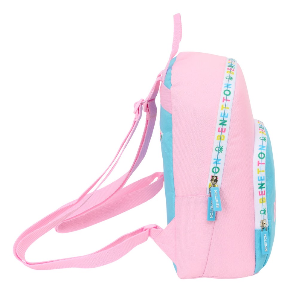 Casual Backpack Benetton Unique Pink Turquoise 25 x 30 x 13 cm