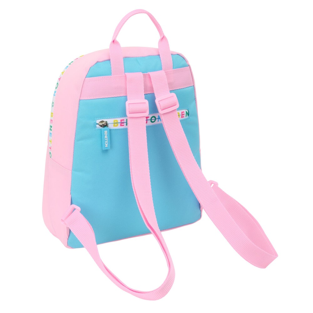Casual Backpack Benetton Unique Pink Turquoise 25 x 30 x 13 cm