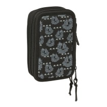 Dreifaches Federmäppchen One Piece Pirates Schwarz 12,5 x 19,5 x 5,5 cm 37 Stücke