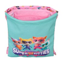 Sac à dos serré par des ficelles SuperKitties Rose Turquoise 26 x 34 x 1 cm
