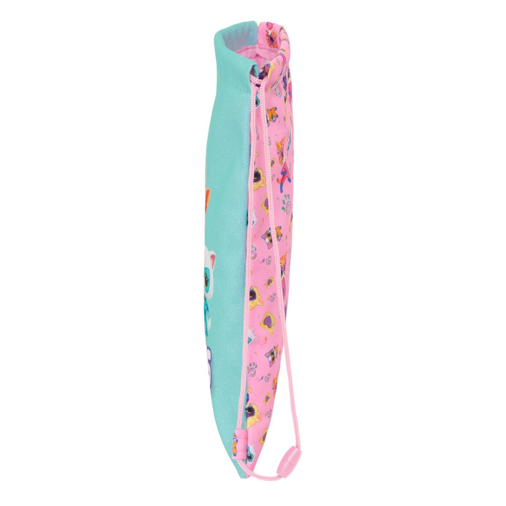 Sac à dos serré par des ficelles SuperKitties Rose Turquoise 26 x 34 x 1 cm