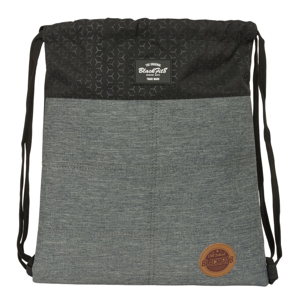 Sac à dos serré par des ficelles BlackFit8 Old school Noir Gris 35 x 40 x 1 cm