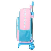 School Rucksack with Wheels Benetton Unique Pink Turquoise 30 x 46 x 14 cm