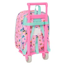School Rucksack with Wheels SuperKitties Pink Turquoise 22 x 27 x 10 cm