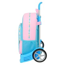 School Rucksack with Wheels Benetton Unique Pink Turquoise 30 x 46 x 14 cm