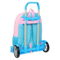 School Rucksack with Wheels Benetton Unique Pink Turquoise 30 x 46 x 14 cm