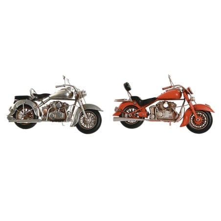 Deko-Figur Home ESPRIT Motorrad Grau Orange Vintage 27 x 11 x 15 cm (2 Stück)