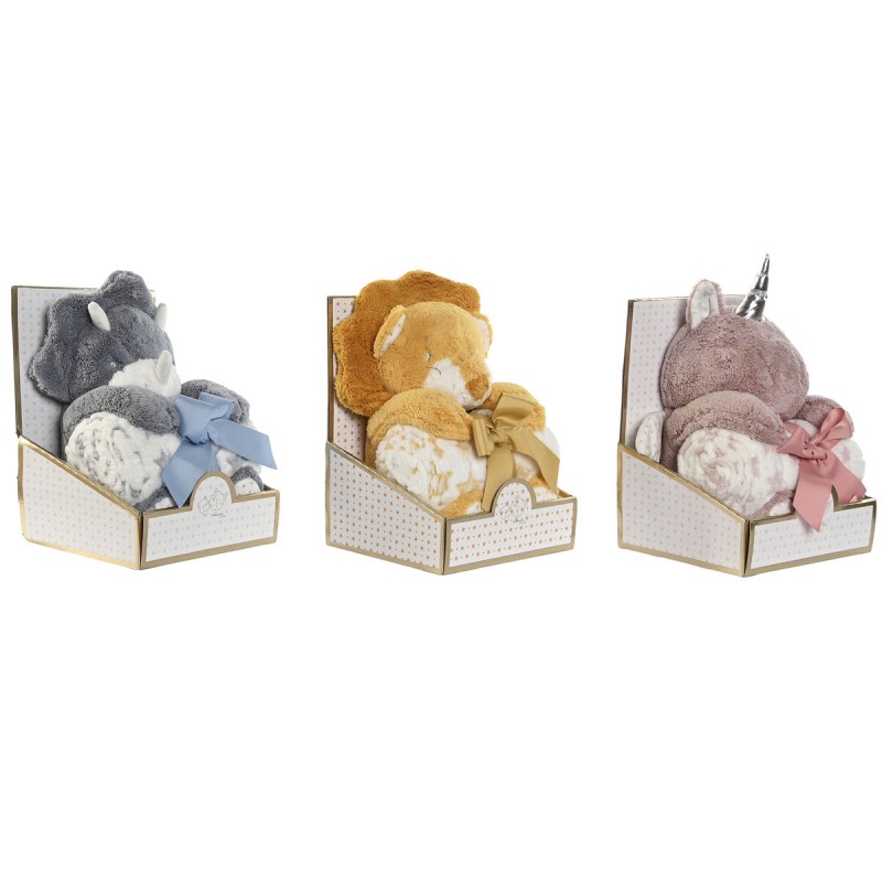 Coffret Bébé Home ESPRIT Jaune Bleu Rose Polyester (3 Unités)