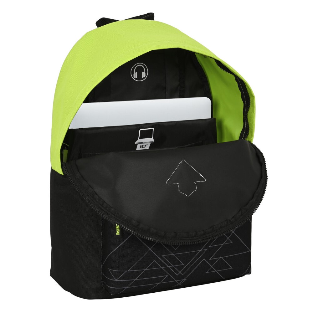 Schulrucksack Real Betis Balompié 31 x 41 x 16 cm Schwarz Neongrün