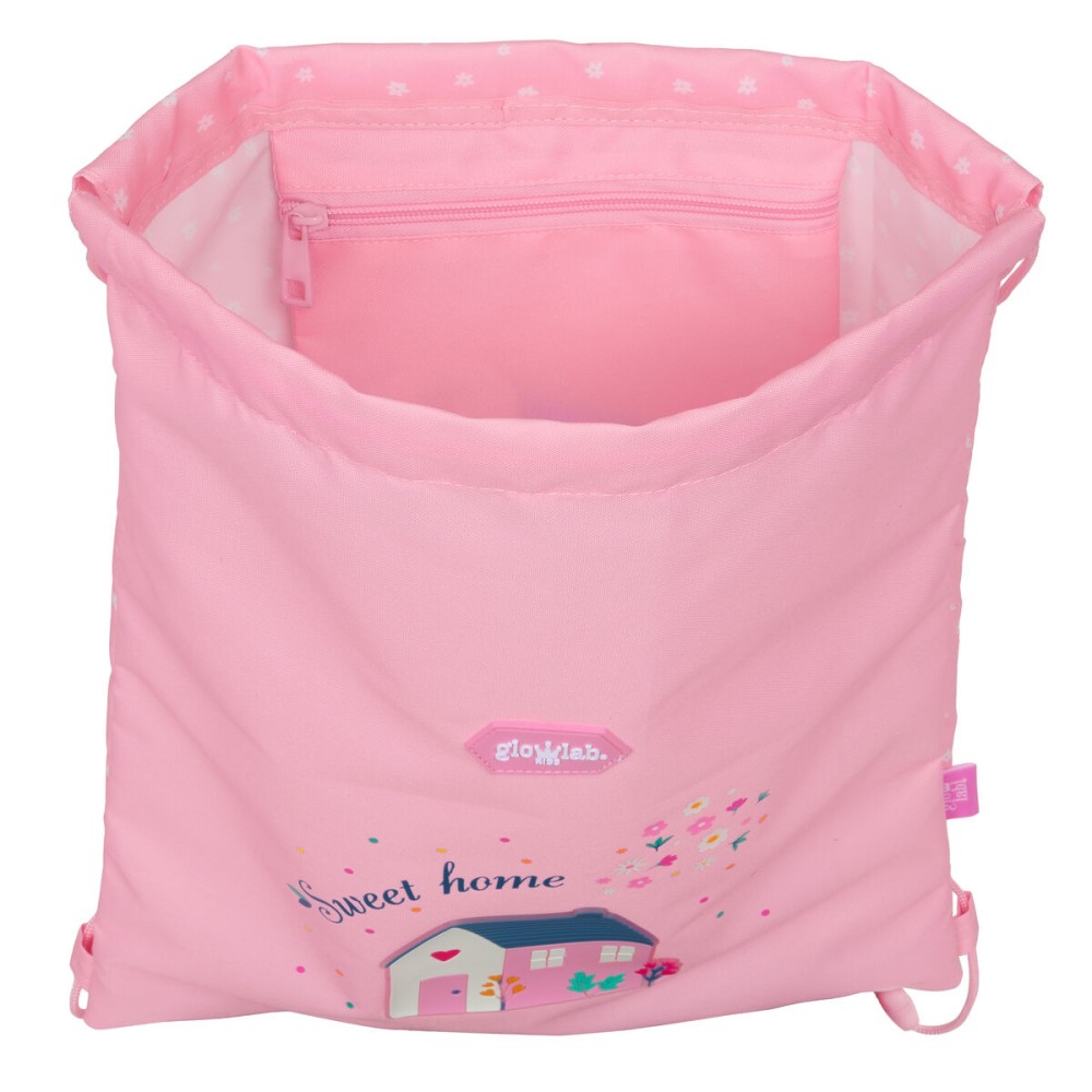 Rucksacktasche mit Bändern Glow Lab Sweet home Rosa 26 x 34 x 1 cm