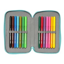 Double Pencil Case Baby Shark Surfing Blue White 12.5 x 19.5 x 4 cm (28 Pieces)